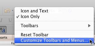 Customize Toolbars and Menus option within the right-click contextual menu