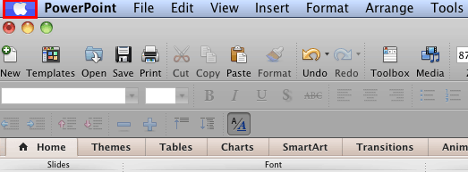 Menu Bar activated Menu Bar activated
