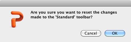 Are you sure you want to reset the Toolbar?