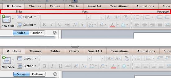 Selecting the Hide group titles check-box hides the group titles