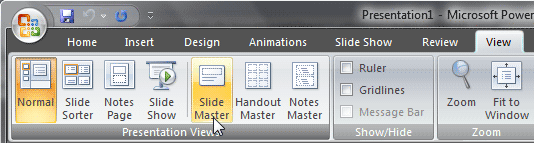 Slide Master button Slide Master button