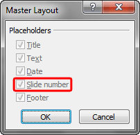 Master Layout dialog box