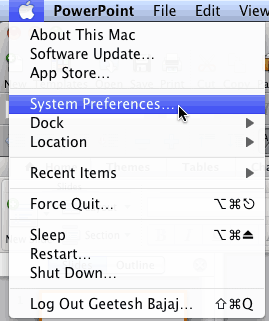 Mac | System Preferences menu option Mac | System Preferences menu option