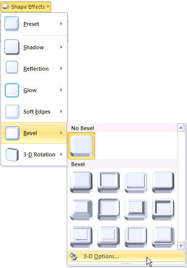 3-D Options in the Bevel gallery