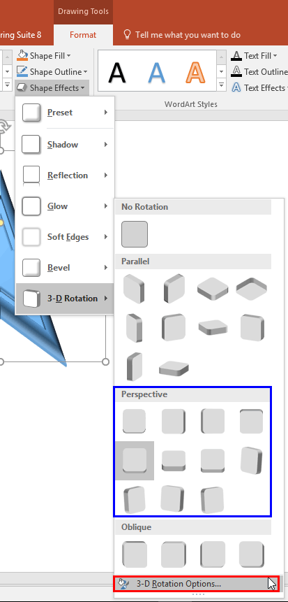 3-D Rotation Options within 3-D Rotation gallery