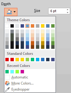 Size and Color options for Depth Size and Color options for Depth