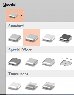 Material drop-down gallery