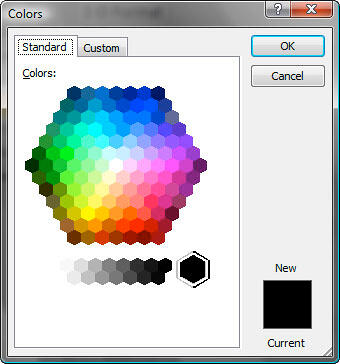 Standard tab of the Colors dialog box Standard tab of the Colors dialog box