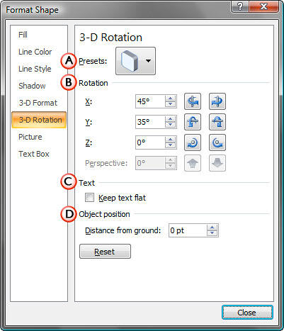 Format Shape dialog box Format Shape dialog box