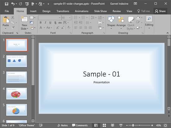 Presentation background applied with Shade from title gradient type