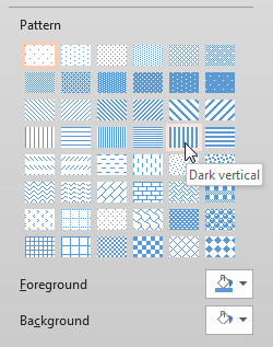 Tool tip identifies the name of a pattern