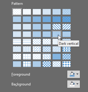 Tool tip identifies the name of a pattern