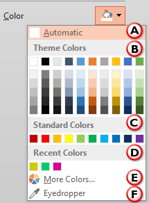 Color drop-down gallery within the Format Background Task Pane Color drop-down gallery within the Format Background Task Pane