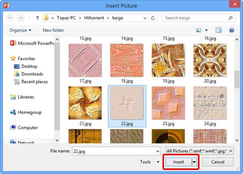 Insert Picture dialog box Insert Picture dialog box