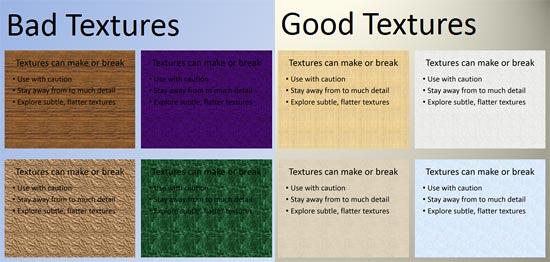 Choose a texture wisely for your slide background Choose a texture wisely for your slide background