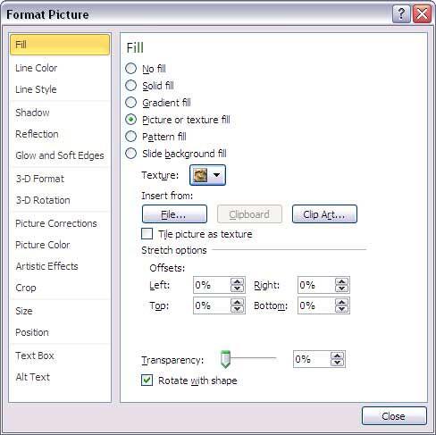 Format Picture dialog box Format Picture dialog box