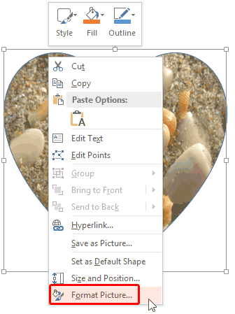 Format Picture option to be selected Format Picture option to be selected