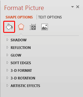 Fill tab within Format Picture Task Pane Fill tab within Format Picture Task Pane