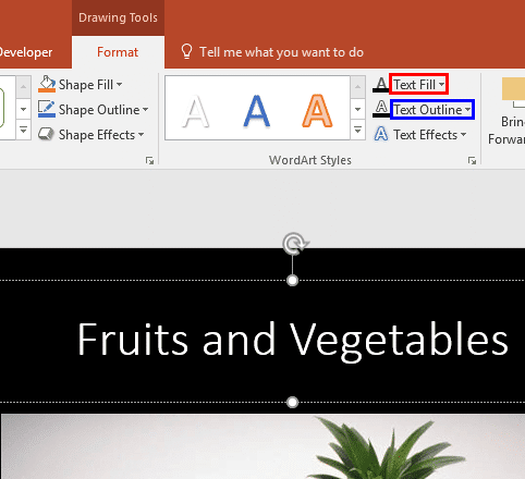 Text Fill button Text Fill button