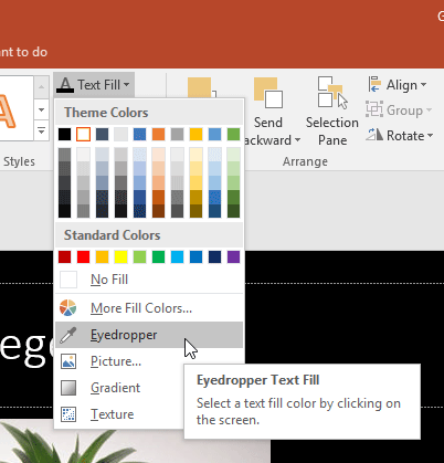 Eyedropper option selected Eyedropper option selected