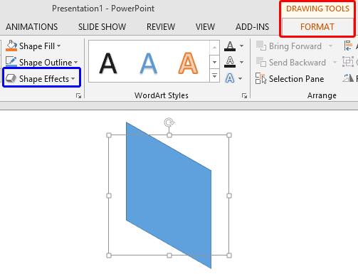 Shape rotated without applying any depth gives flat effect Shape rotated without applying any depth gives flat effect