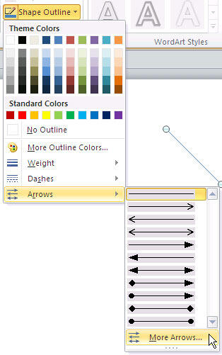 Arrows option in the Shape Outline gallery