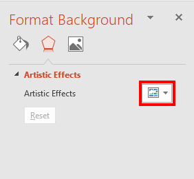 Artistic Effects option within the Format Background Task Pane Artistic Effects option within the Format Background Task Pane