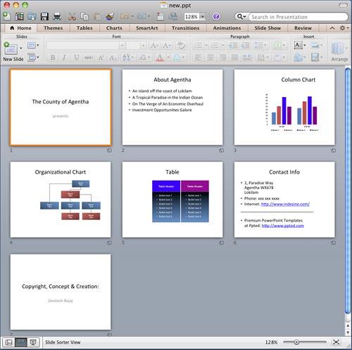 Presentation in Slide Sorter view Presentation in Slide Sorter view
