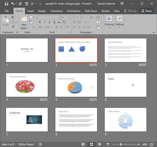 Presentation in Slide Sorter view