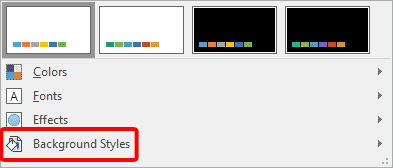 Background Styles option to be selected