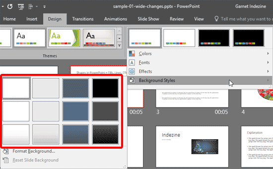 Background Styles sub-gallery