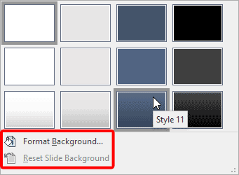 Style 11 chosen for the slide background
