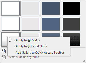 Background Style right-clicked to show the contextual menu