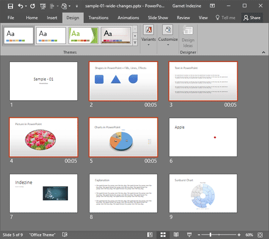 Selected slides with changed background style