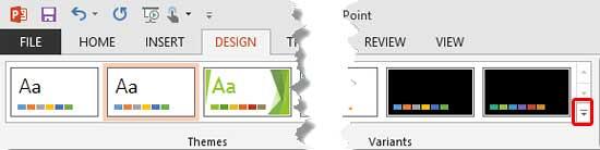 Design tab of the Ribbon Design tab of the Ribbon