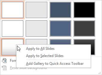 Background Style right-clicked to show the contextual menu Background Style right-clicked to show the contextual menu