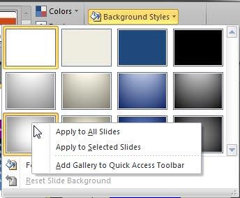 Background Style right-clicked to show the contextual menu Background Style right-clicked to show the contextual menu