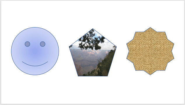 Various fill types applied to shapes