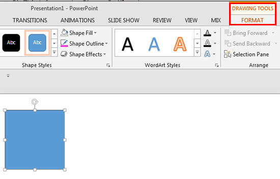Drawing Tools Format tab of the Ribbon Drawing Tools Format tab of the Ribbon
