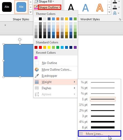 Shape Outline drop-down gallery Shape Outline drop-down gallery