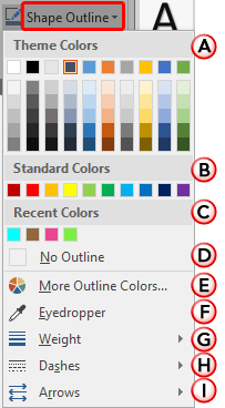 Shape Outline drop-down gallery