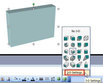 3D Styles gallery within the Drawing toolbar 3D Styles gallery within the Drawing toolbar