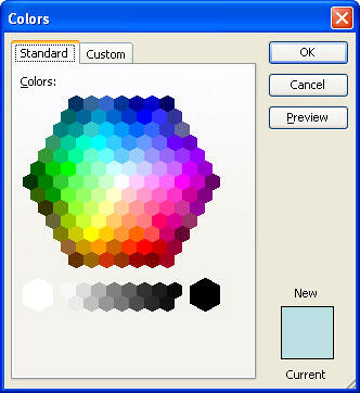 Standard tab of the Colors dialog b Standard tab of the Colors dialog b