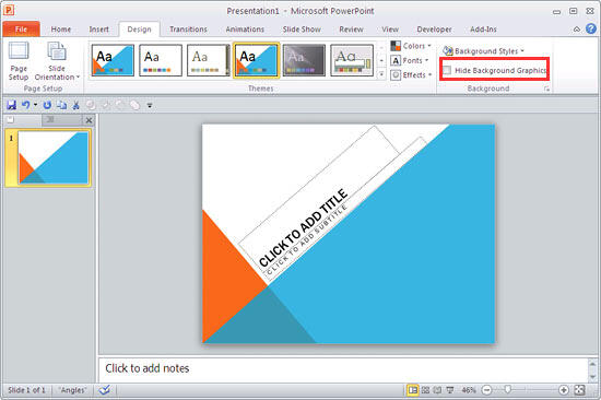 Slide background with Hide Background Graphics box unchecked