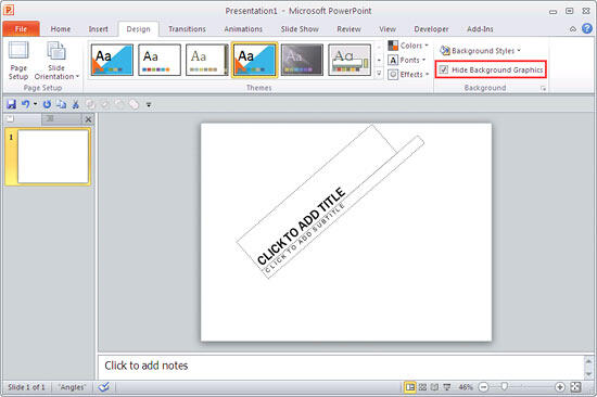 Slide background with Hide Background Graphics check-box selected