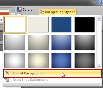 Format Background option within Background Styles gallery
