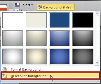 Reset Slide Background option within Background Styles gallery