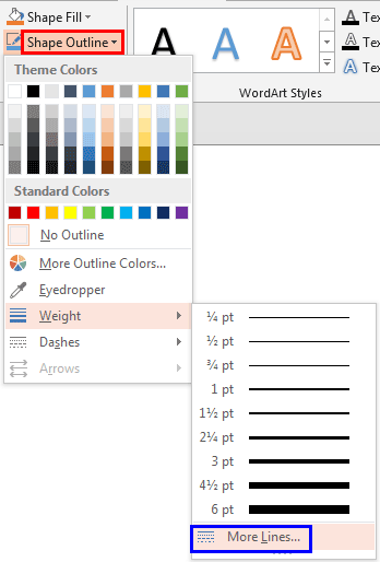 Shape Outline drop-down gallery Shape Outline drop-down gallery