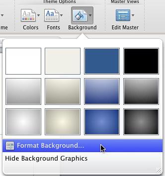 Format Background option within the Background drop-down gallery Format Background option within the Background drop-down gallery
