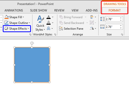 Drawing Tools Format tab of the Ribbon Drawing Tools Format tab of the Ribbon
